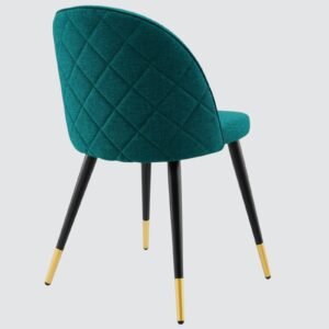Modern Flora Velvet Upholstered Dining Chair with Rounded Backrest and Gold-Dipped Tapered Metal Legs – Green Colour - Image 6