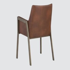 Risen Leatherette Armchair with Angled Backrest and Brushed Brass Metal Frame – BrownColour - Image 6