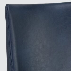 Risen Leatherette Armchair with Angled Backrest and Brushed Brass Metal Frame – Teal Blue Colour - Image 3