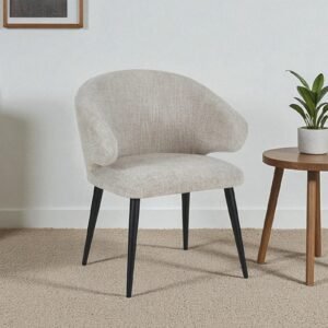 Valentina Luxe Curved Upholstered Accent Chair with Tapered Black Legs – Grey Colour - Image 1