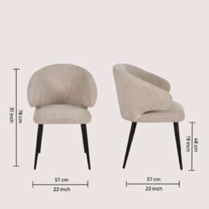 Valentina Luxe Curved Upholstered Accent Chair with Tapered Black Legs – Grey Colour - Image 2