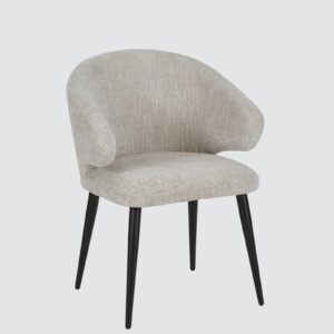 Valentina Luxe Curved Upholstered Accent Chair with Tapered Black Legs – Grey Colour - Image 3