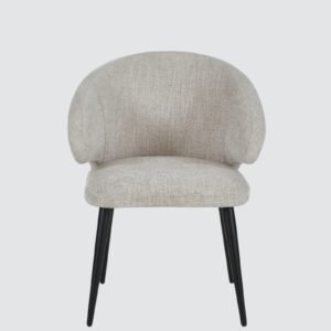 Valentina Luxe Curved Upholstered Accent Chair with Tapered Black Legs – Grey Colour - Image 4