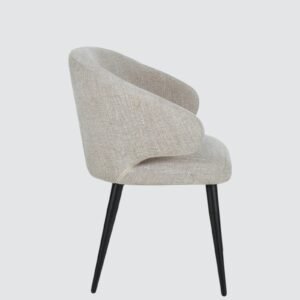 Valentina Luxe Curved Upholstered Accent Chair with Tapered Black Legs – Grey Colour - Image 5