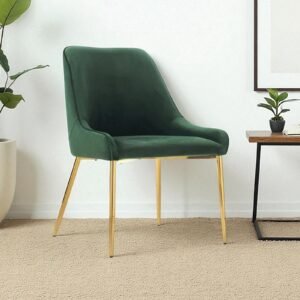 Regal Verdanza Velvet Accent Chair with Luxe Gold Metal Legs and Sculpted Mid-Back for Living Room in Green Colour - Image 1
