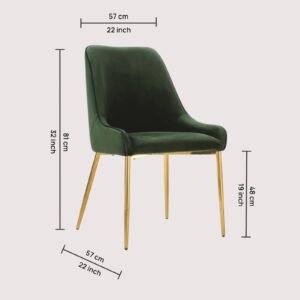 Regal Verdanza Velvet Accent Chair with Luxe Gold Metal Legs and Sculpted Mid-Back for Living Room in Green Colour - Image 2