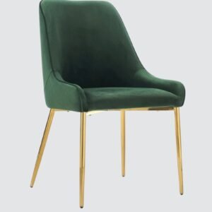 Regal Verdanza Velvet Accent Chair with Luxe Gold Metal Legs and Sculpted Mid-Back for Living Room in Green Colour - Image 4