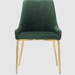 Regal Verdanza Velvet Accent Chair with Luxe Gold Metal Legs and Sculpted Mid-Back for Living Room in Green Colour - Image 5