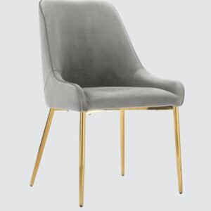 Regal Verdanza Velvet Accent Chair with Luxe Gold Metal Legs and Sculpted Mid-Back for Living Room in Green Colour - Image 3