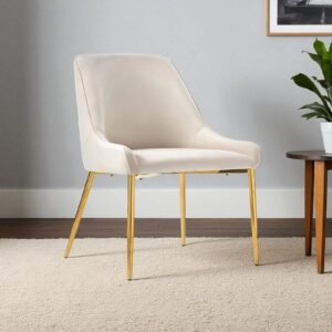 Regal Verdanza Velvet Accent Chair with Luxe Gold Metal Legs and Sculpted Mid-Back for Living Room in Green Colour - Image 1