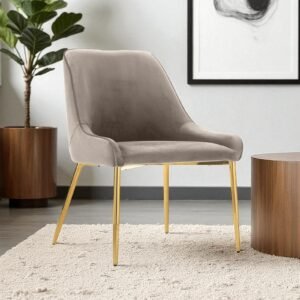Regal Verdanza Velvet Accent Chair with Luxe Gold Metal Legs and Sculpted Mid-Back for Living Room in Green Colour - Image 1