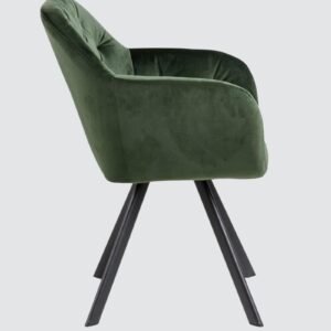 Ivory Elan Tufted Velvet Accent Chair with Curved Armrest and Black Swivel Base- Green Colour - Image 5
