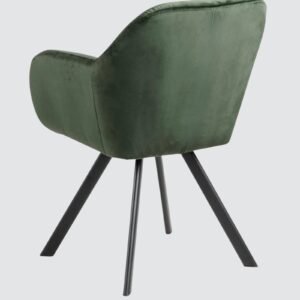 Ivory Elan Tufted Velvet Accent Chair with Curved Armrest and Black Swivel Base- Green Colour - Image 6