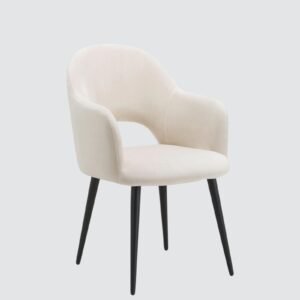 Sleek Contemporary Accent Chair with Metallic Legs in White Colour - Image 3