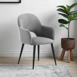 Sleek Contemporary Accent Chair with Metallic Legs in Grey Colour