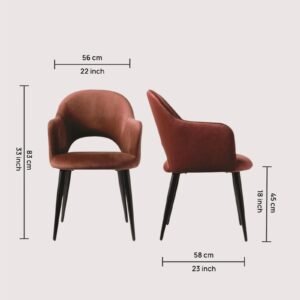 Sleek Contemporary Accent Chair with Metallic Legs in Mehroom Red Colour - Image 2