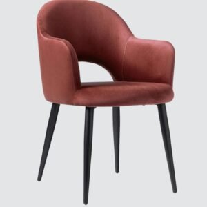 Sleek Contemporary Accent Chair with Metallic Legs in Mehroom Red Colour - Image 3
