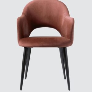 Sleek Contemporary Accent Chair with Metallic Legs in Mehroom Red Colour - Image 4