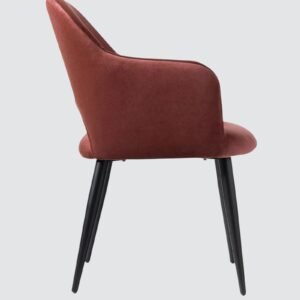 Sleek Contemporary Accent Chair with Metallic Legs in Mehroom Red Colour - Image 5