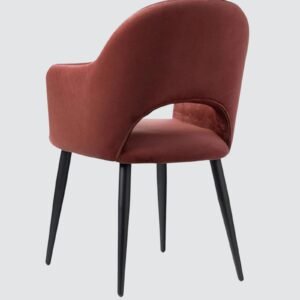 Sleek Contemporary Accent Chair with Metallic Legs in Mehroom Red Colour - Image 6