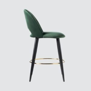 Avant-Garde Luxe Upholstered Bar Chair with Sculpted Metallic Base in Green Colour - Image 4