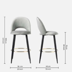 Avant-Garde Luxe Upholstered Bar Chair with Sculpted Metallic Base in Beige Colour - Image 2