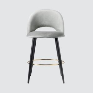 Avant-Garde Luxe Upholstered Bar Chair with Sculpted Metallic Base in Beige Colour - Image 4
