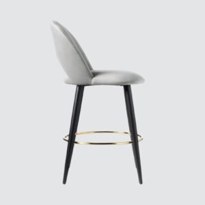 Avant-Garde Luxe Upholstered Bar Chair with Sculpted Metallic Base in Beige Colour - Image 5