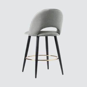 Avant-Garde Luxe Upholstered Bar Chair with Sculpted Metallic Base in Beige Colour - Image 6