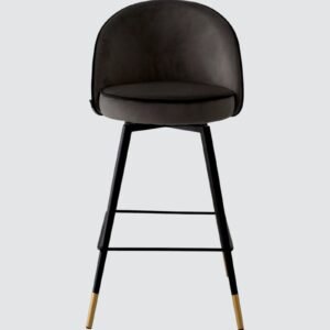 Metropolitan Luxe Bar Chair with Sculpted Metal Base and Textured Upholstery in Charcoal Black Colour - Image 4