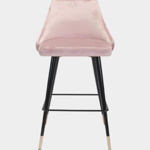 Piccolo Modern Blush Pink Velvet Counter Chair with Black Tapered Legs and Gold Accents - Image 5