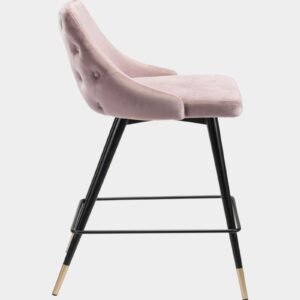 Piccolo Modern Blush Pink Velvet Counter Chair with Black Tapered Legs and Gold Accents - Image 6