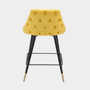 Piccolo Modern Yellow Velvet Counter Chair with Black Tapered Legs and Gold Accents - Image 6