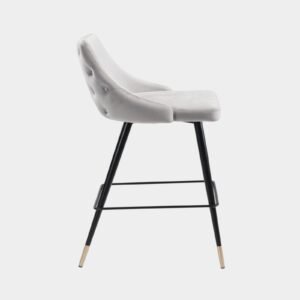 Piccolo Modern Grey Velvet Counter Chair with Black Tapered Legs and Gold Accents - Image 5