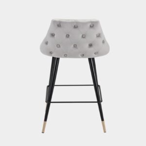 Piccolo Modern Grey Velvet Counter Chair with Black Tapered Legs and Gold Accents - Image 6