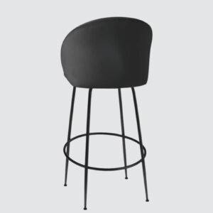 Luisa Modern Plush Bar Chair with Brushed Metal Frame and Integrated Footrest with Black Colour - Image 6