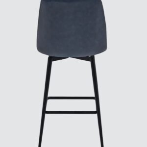 Rustico Industrial Modern Faux Leather Bar Chair With Matte Black Tapered Legs in Blue Colour - Image 6