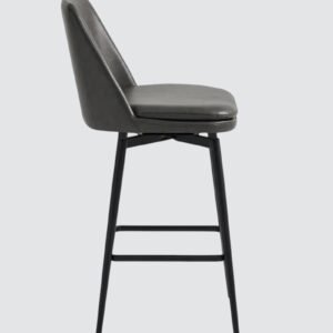 Rustico Industrial Modern Faux Leather Bar Chair With Matte Black Tapered Legs in Grey Colour - Image 5