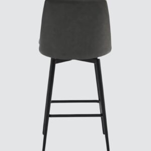 Rustico Industrial Modern Faux Leather Bar Chair With Matte Black Tapered Legs in Grey Colour - Image 6