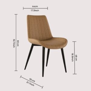 The Urban Cognac Luxe Dining Chair With Leatherette Upholstery with Off White Colour - Image 2