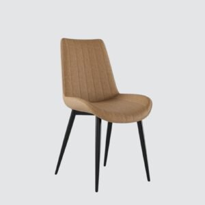 The Urban Cognac Luxe Dining Chair With Leatherette Upholstery with Off White Colour - Image 3