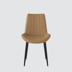 The Urban Cognac Luxe Dining Chair With Leatherette Upholstery with Off White Colour - Image 4
