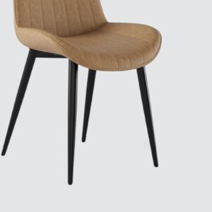 The Urban Cognac Luxe Dining Chair With Leatherette Upholstery with Off White Colour - Image 5