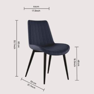 The Urban Cognac Luxe Dining Chair With Leatherette Upholstery with Navy Blue Colour - Image 2