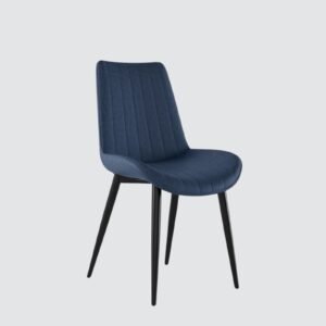 The Urban Cognac Luxe Dining Chair With Leatherette Upholstery with Navy Blue Colour - Image 3