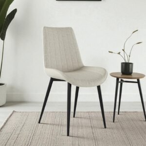 The Urban Cognac Luxe Dining Chair With Leatherette Upholstery With Off White Colour - Image 1