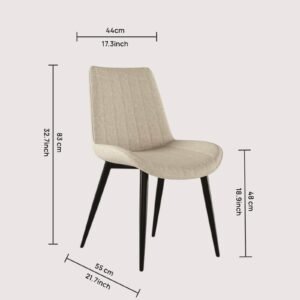 The Urban Cognac Luxe Dining Chair With Leatherette Upholstery With Off White Colour - Image 2