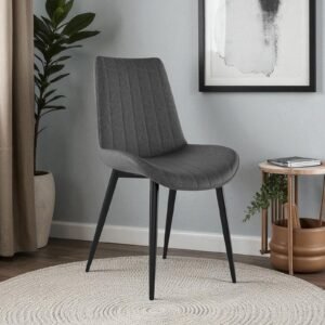 The Urban Cognac Luxe Dining Chair With Leatherette Upholstery With Black Colour - Image 1
