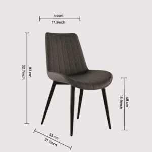 The Urban Cognac Luxe Dining Chair With Leatherette Upholstery With Black Colour - Image 2
