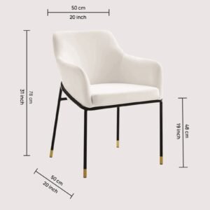 The Elarion Classic-Modern Fusion Chair in Leatherette Upholstery with White Colour - Image 2